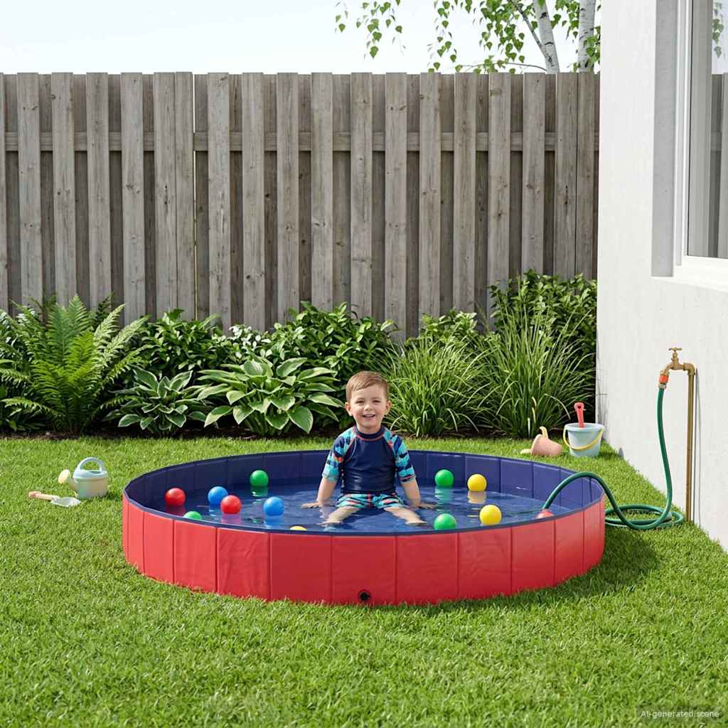 Children Swimming Pool Ø Round for Child Red 300 cm 38 cm