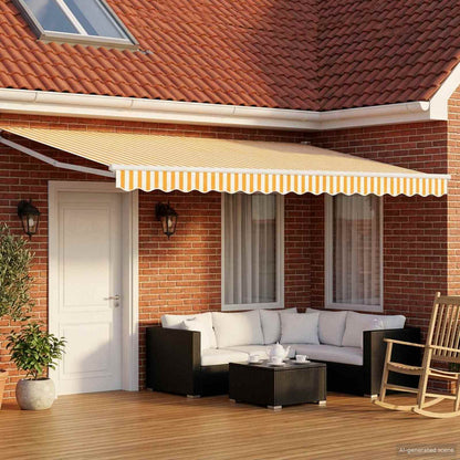 vidaXL Retractable Awning Yellow and white 4 x 2 m 1