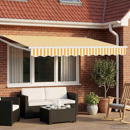 vidaXL Manual Retractable Awning with LEDs Yellow and White 3 x 2 m 1