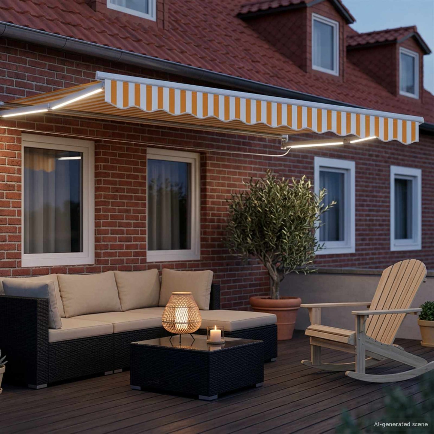 vidaXL Manual Retractable Awning with LEDs Yellow and White 3 x 2 m 3