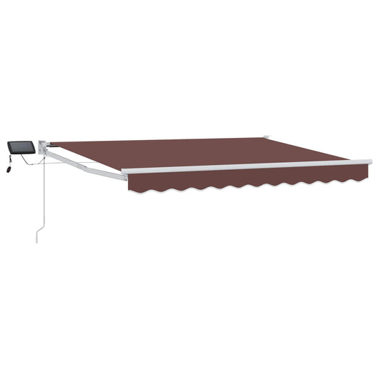 vidaXL Manual Retractable Awning with LEDs Brown and White 3.5 x 2 m 2