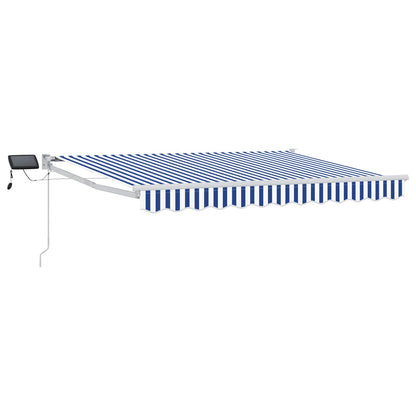 vidaXL Manual Retractable Awning with LEDs Blue and White 3 x 2.5 m 2