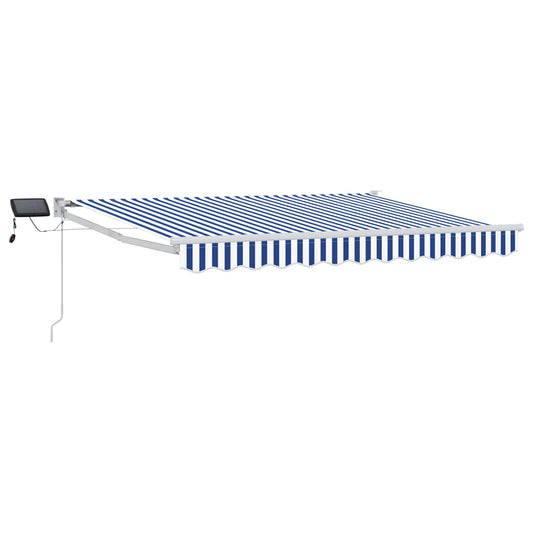 vidaXL Manual Retractable Awning with LEDs Blue and White 3 x 2.5 m 2