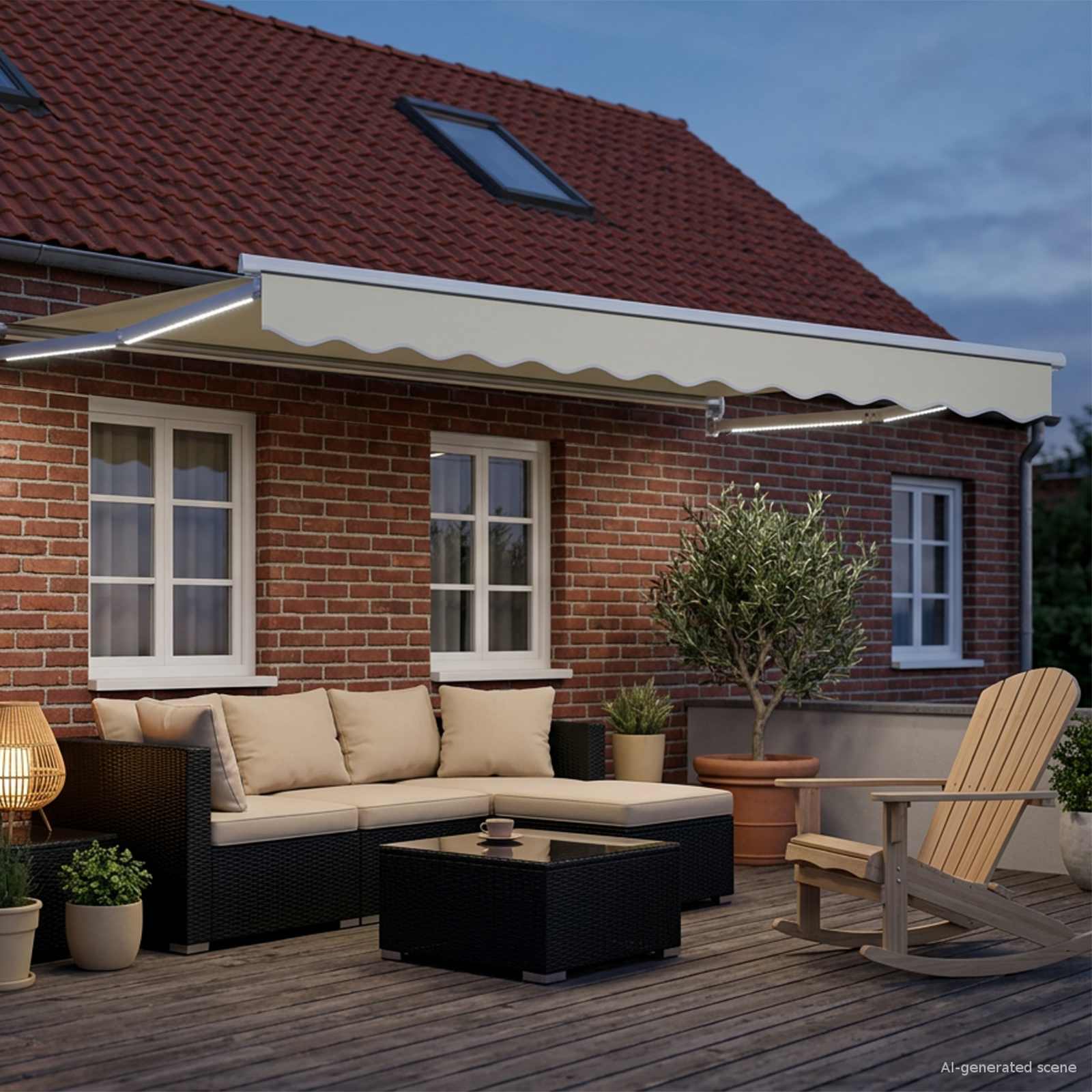 vidaXL Manual Retractable Awning with LEDs Cream and White 3 x 2.5 m 3