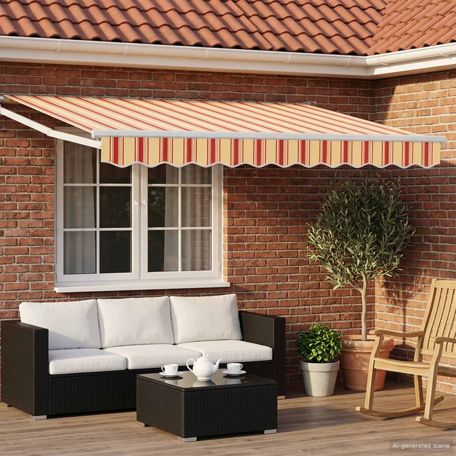 vidaXL Manual Retractable Awning with LEDs Multicolour 3 x 2.5 m 1
