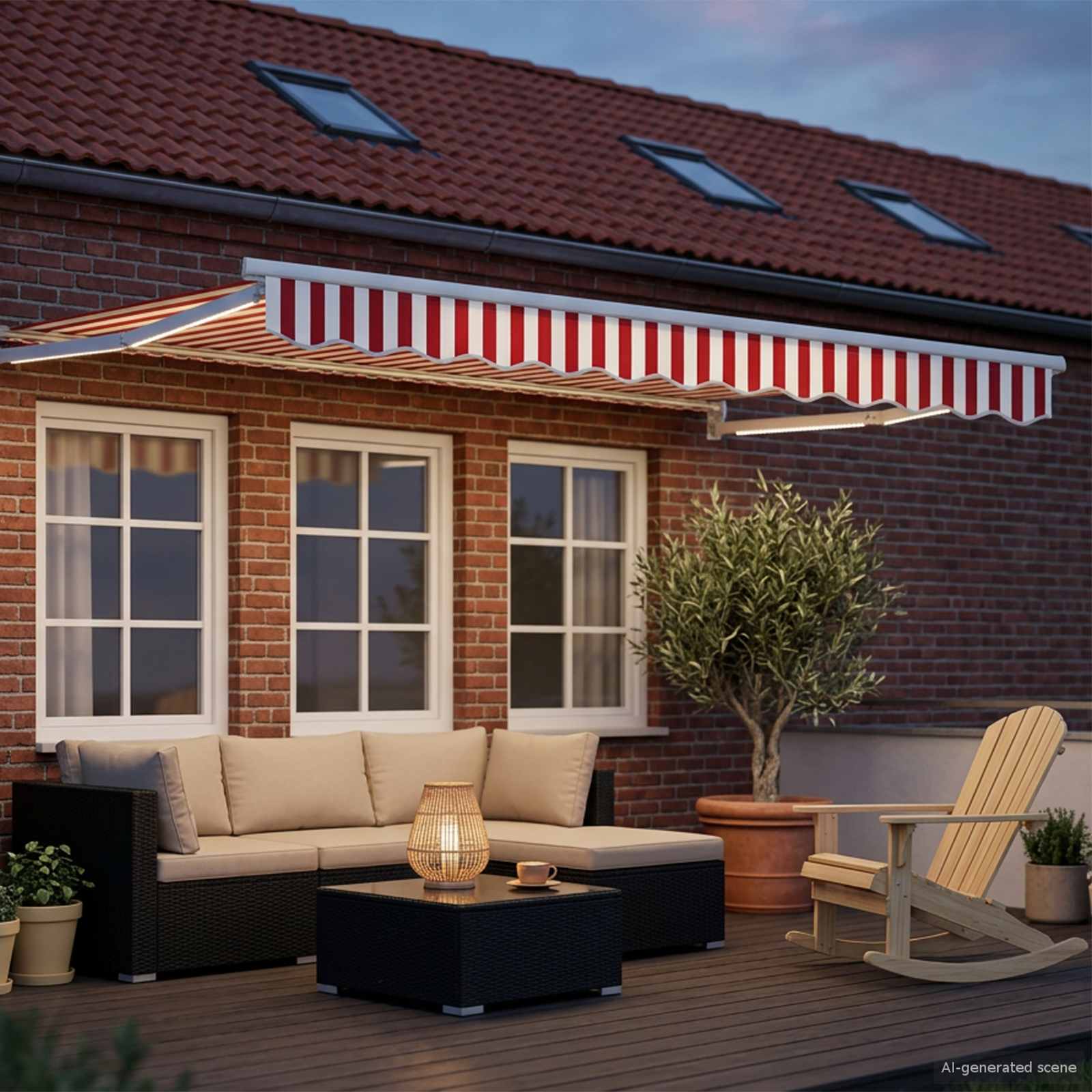 vidaXL Manual Retractable Awning with LEDs Red and White 3 x 2.5 m 3