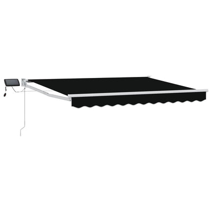 vidaXL Manual Retractable Awning with LEDs Black and White 3 x 2.5 m 2
