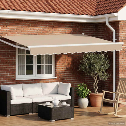 vidaXL Manual Retractable Awning with LEDs Beige and White 3 x 2.5 m 1