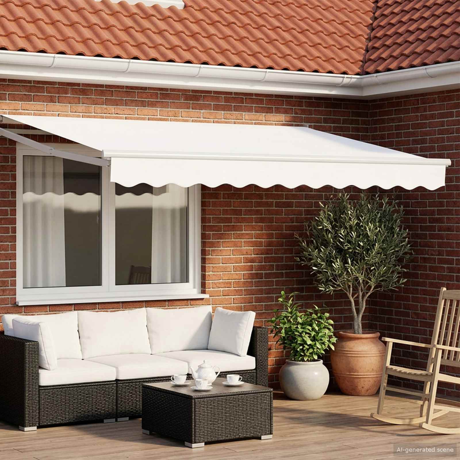 vidaXL Manual Retractable Awning with LEDs White 3 x 2.5 m 1