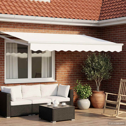 vidaXL Manual Retractable Awning with LEDs White 3 x 2.5 m 1