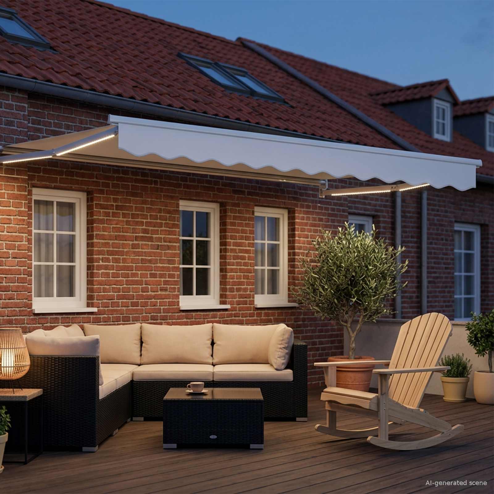 vidaXL Manual Retractable Awning with LEDs White 3 x 2.5 m 3