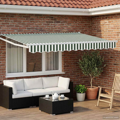 vidaXL Manual Retractable Awning with LEDs Green and White 3 x 2.5 m 1
