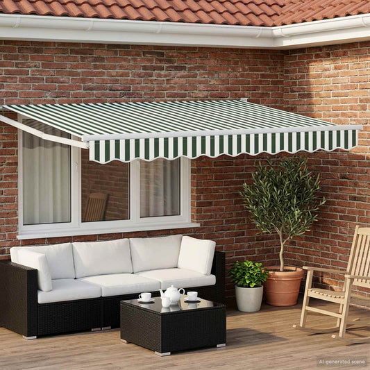 vidaXL Manual Retractable Awning with LEDs Green and White 3 x 2.5 m 1