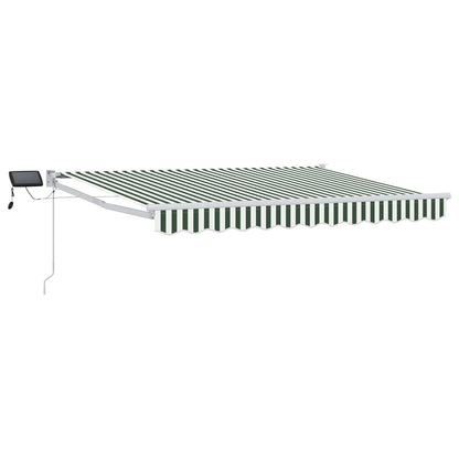 vidaXL Manual Retractable Awning with LEDs Green and White 3 x 2.5 m 2