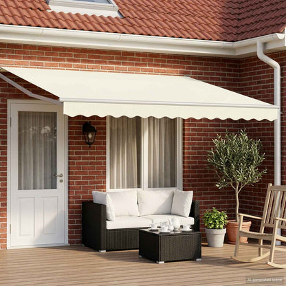 vidaXL Manual Retractable Awning with LEDs Cream and White 4 x 3 m 1