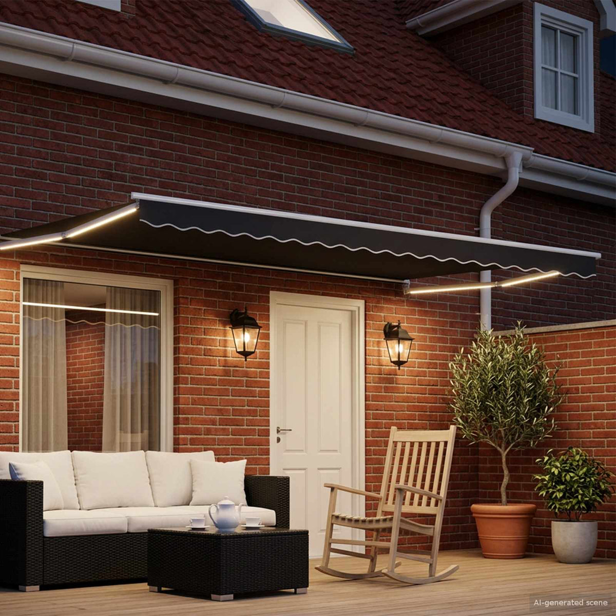 vidaXL Manual Retractable Awning with LEDs 4 x 3 m 3
