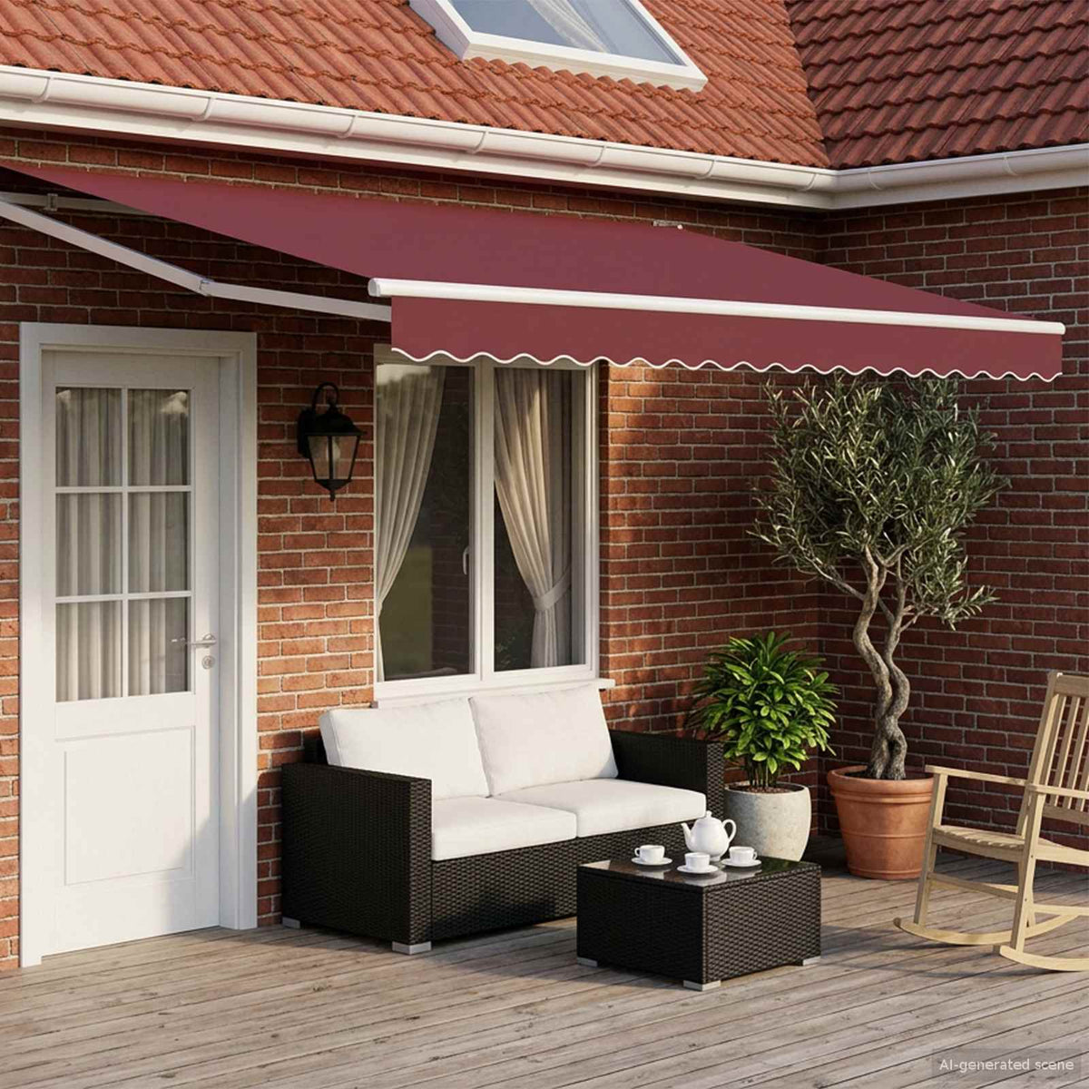 vidaXL Manual Awning with Solar LED 4 x 3 m 100% Polyester White