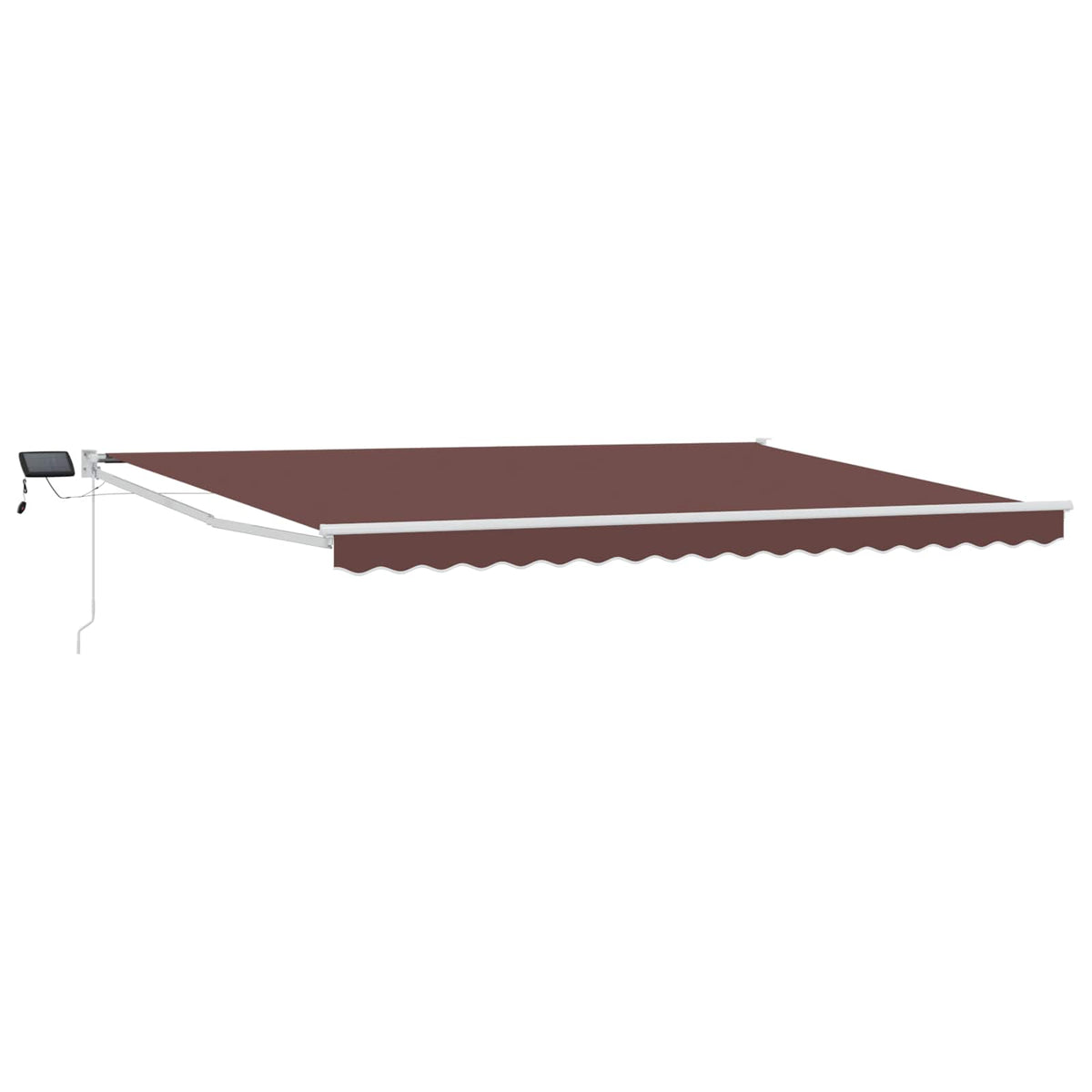 Manual Awning with Solar LED 4 x 3 m 100% Polyester White Drop 3 m Width 4 m Brown
