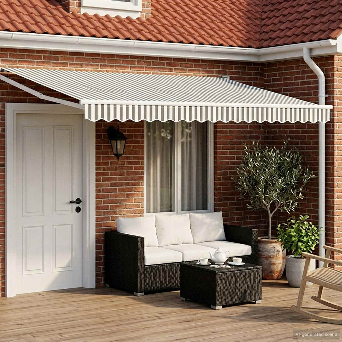 vidaXL Manual Retractable Awning with LEDs 4 x 3 m 1