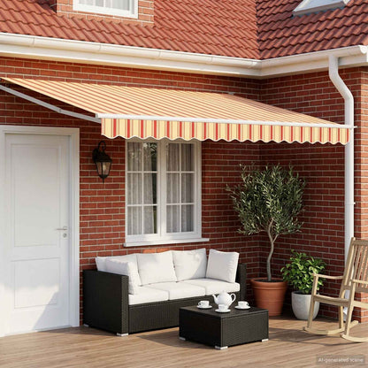 vidaXL Manual Awning with Solar LED 4 x 3 m 100% Polyester White