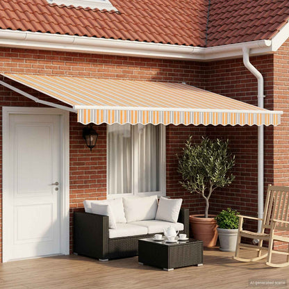 vidaXL Manual Awning with Solar LED 4 x 3 m 100% Polyester White