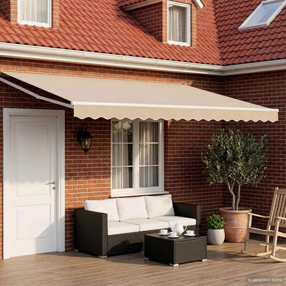 vidaXL Manual Awning with Solar LED 4 x 3 m 100% Polyester White