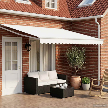 vidaXL Manual Retractable Awning with LEDs White 4 x 3 m 1