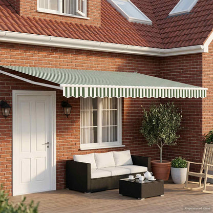 vidaXL Manual Awning with Solar LED 4 x 3 m 100% Polyester White