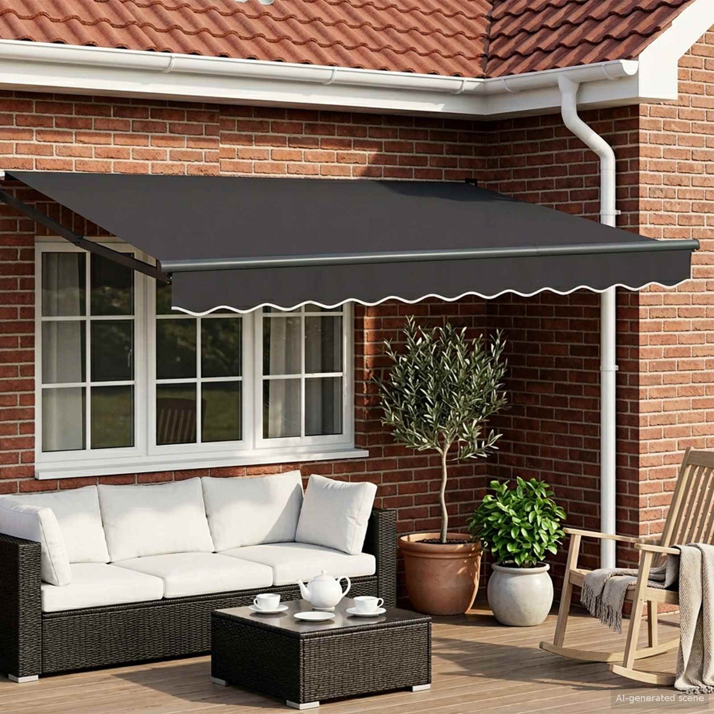 vidaXL Manual Retractable Awning with LEDs Anthracite 2.5 x 2 m 1