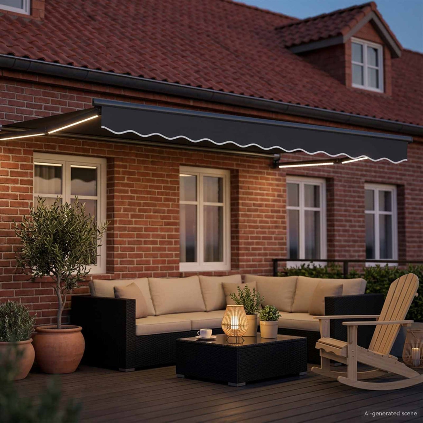 vidaXL Manual Retractable Awning with LEDs Anthracite 2.5 x 2 m 3