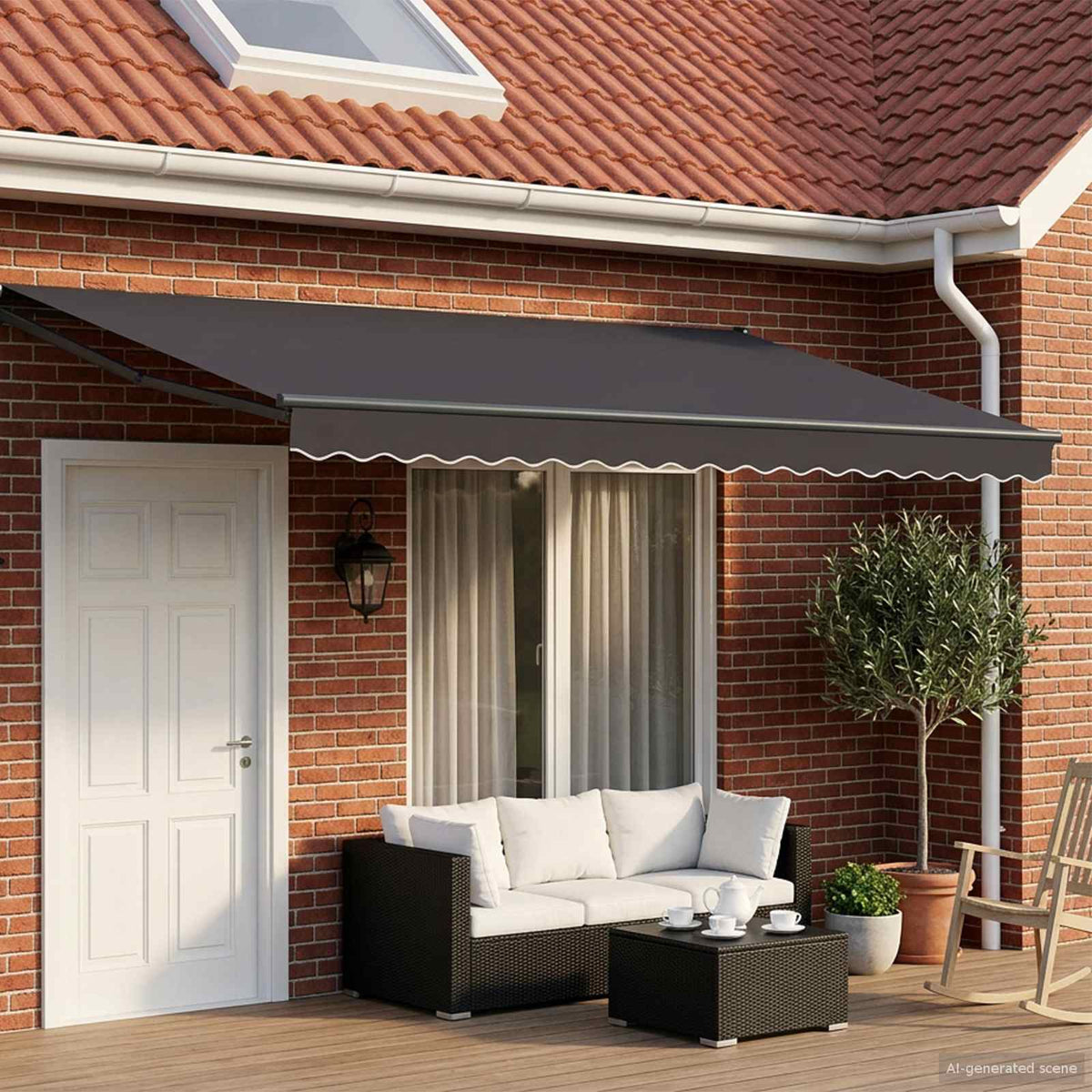 vidaXL Manual Retractable Awning with LEDs Anthracite 4 x 2 m 1
