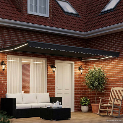 vidaXL Manual Retractable Awning with LEDs Anthracite 4 x 2 m 3
