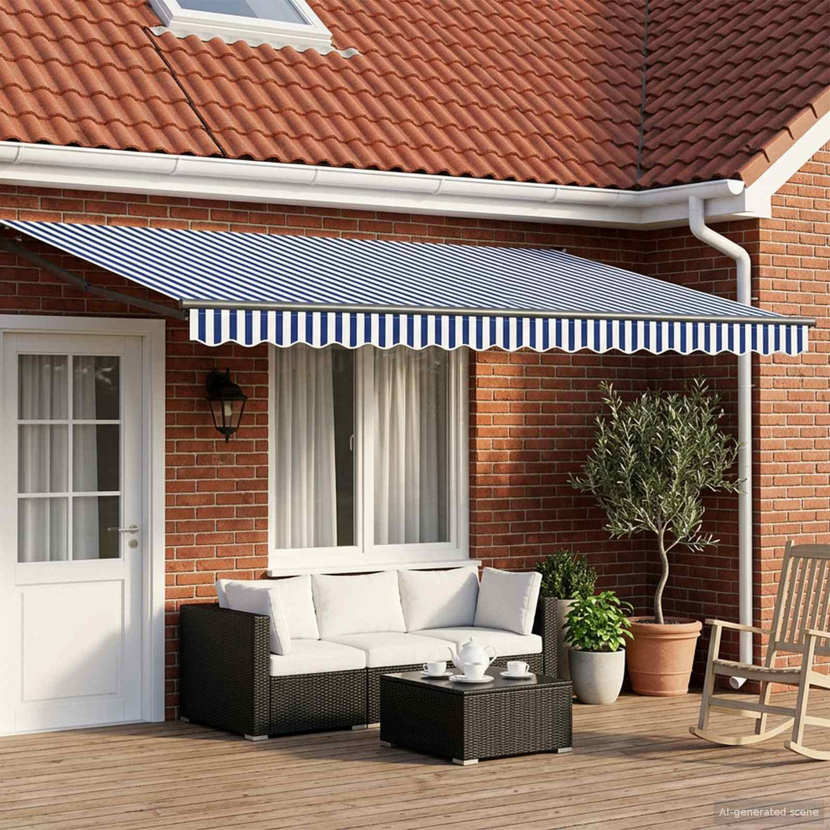 vidaXL Manual Retractable Awning with LEDs 4 x 3 m 1