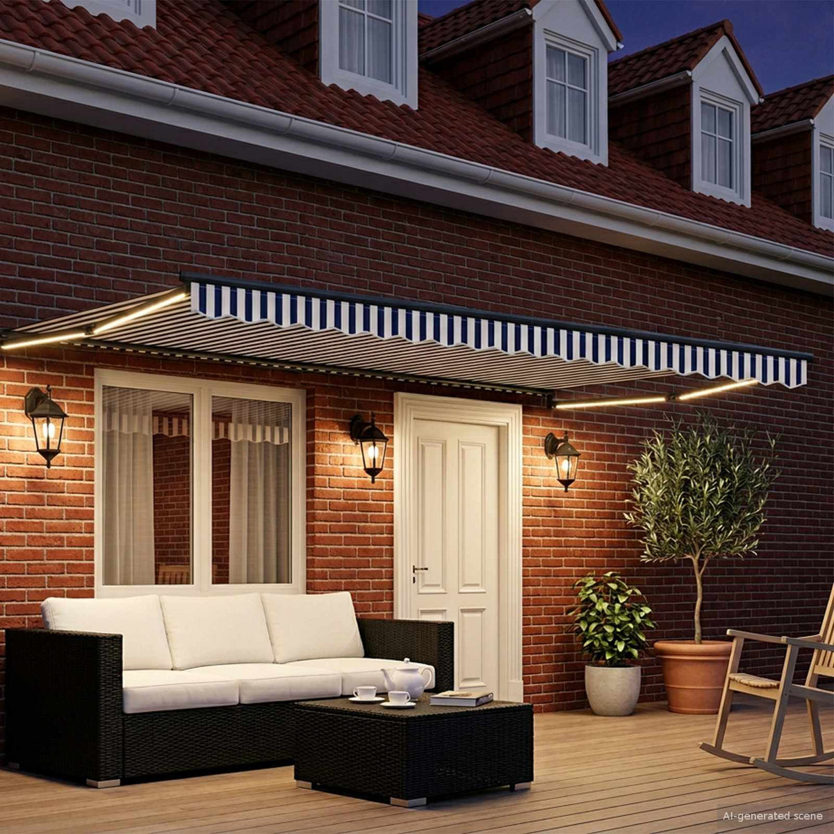 vidaXL Manual Retractable Awning with LEDs 4 x 3 m 3
