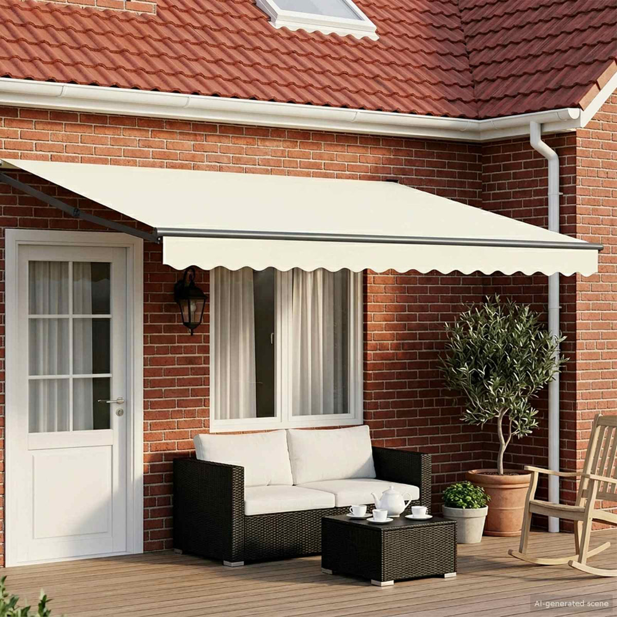 vidaXL Manual Retractable Awning with LEDs 4 x 3 m 1