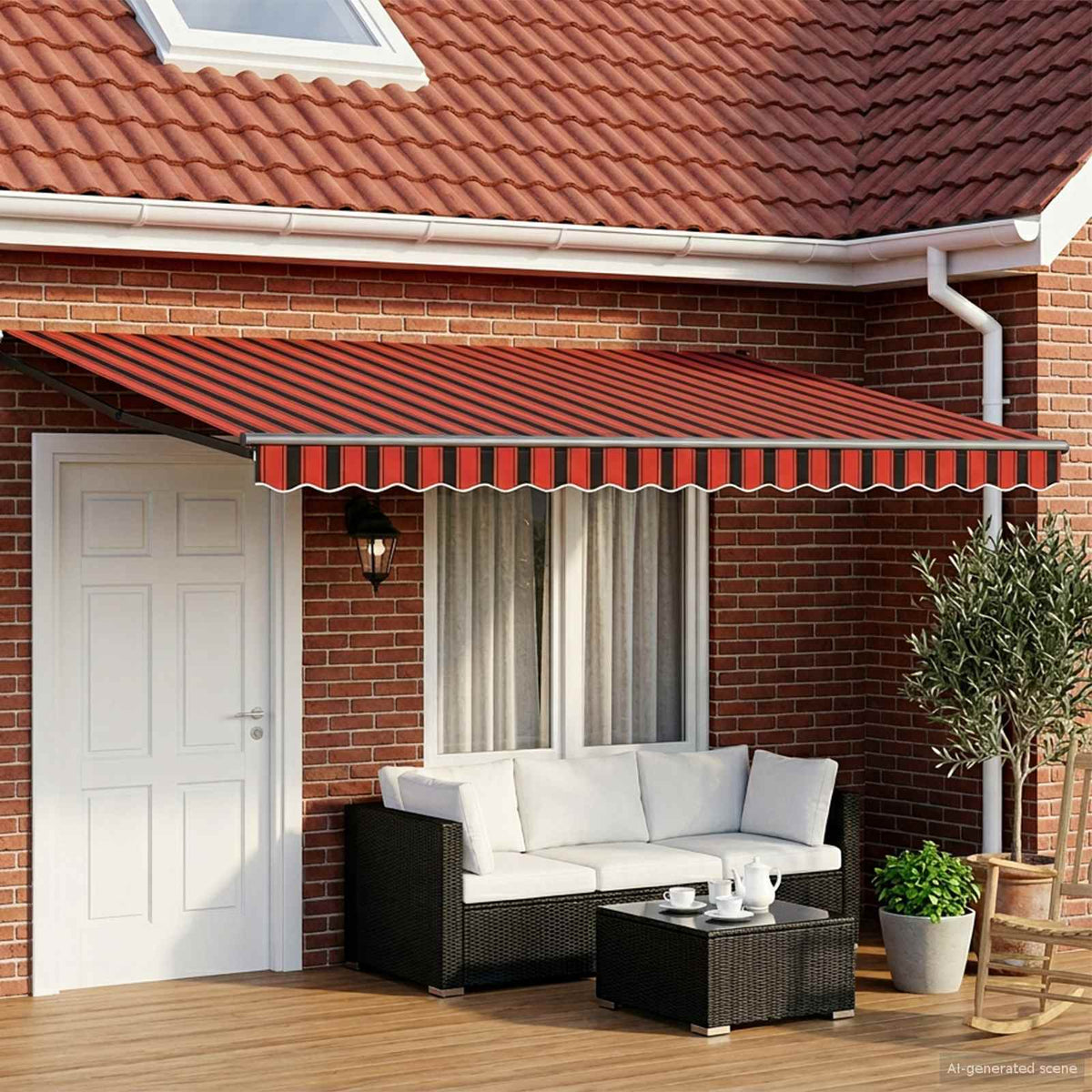 vidaXL Manual Awning with Solar LED 4 x 3 m 100% Polyester Anthracite