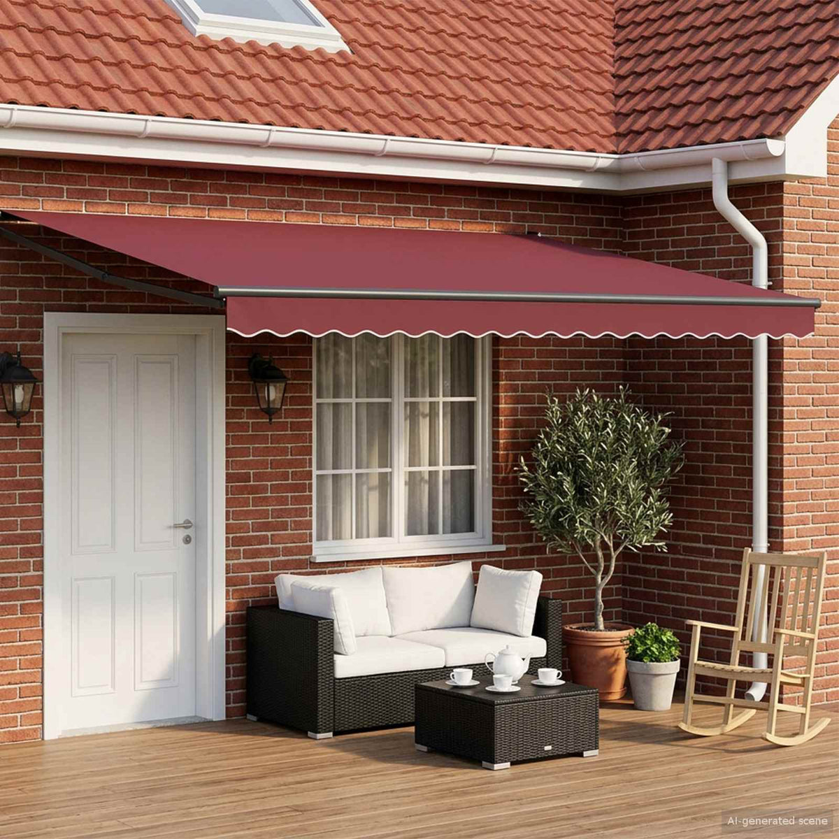 vidaXL Manual Awning with Solar LED 4 x 3 m 100% Polyester Anthracite