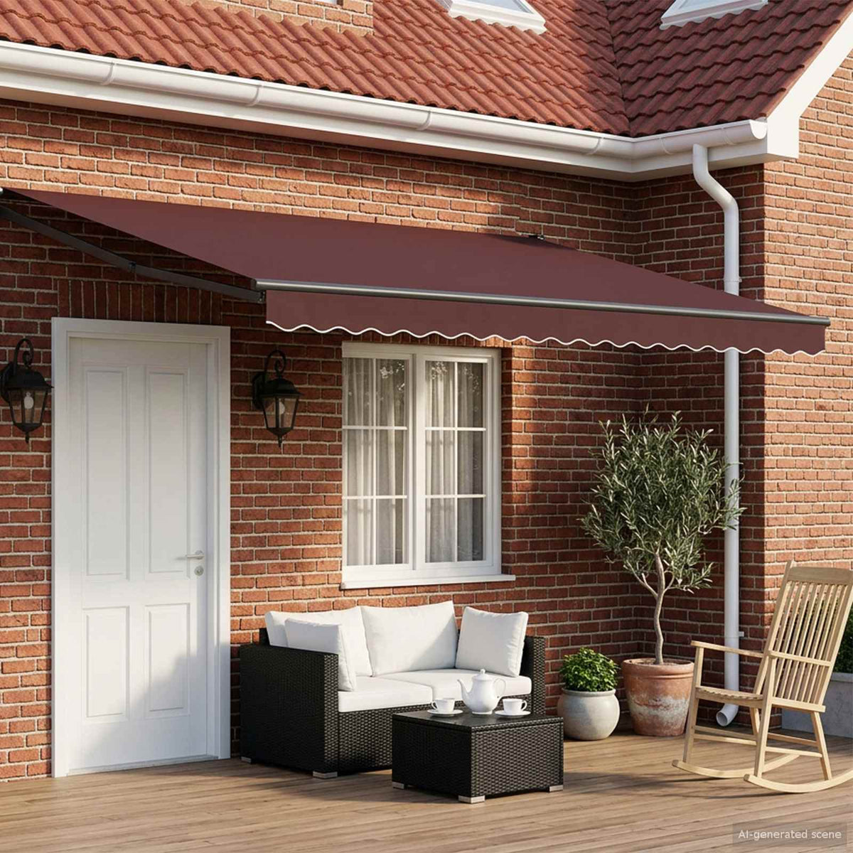 vidaXL Manual Awning with Solar LED 4 x 3 m 100% Polyester Anthracite