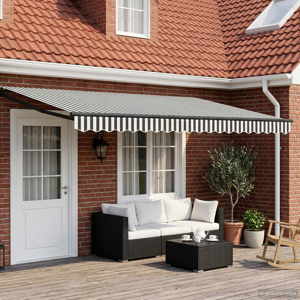 vidaXL Manual Retractable Awning with LEDs 4 x 3 m 1