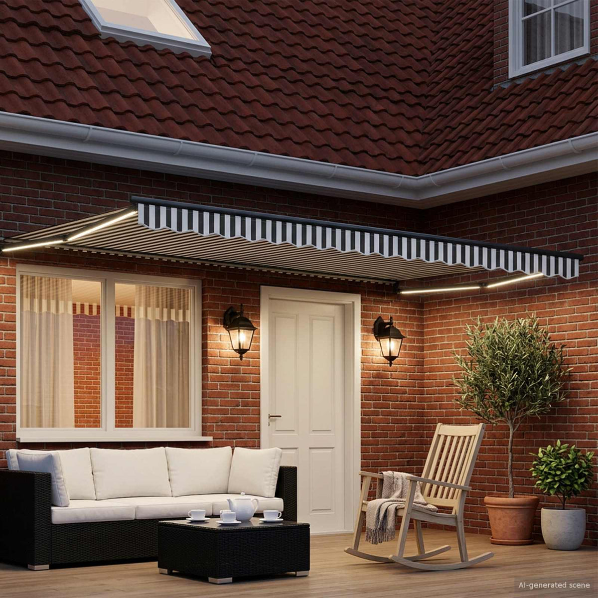 vidaXL Manual Retractable Awning with LEDs 4 x 3 m 3