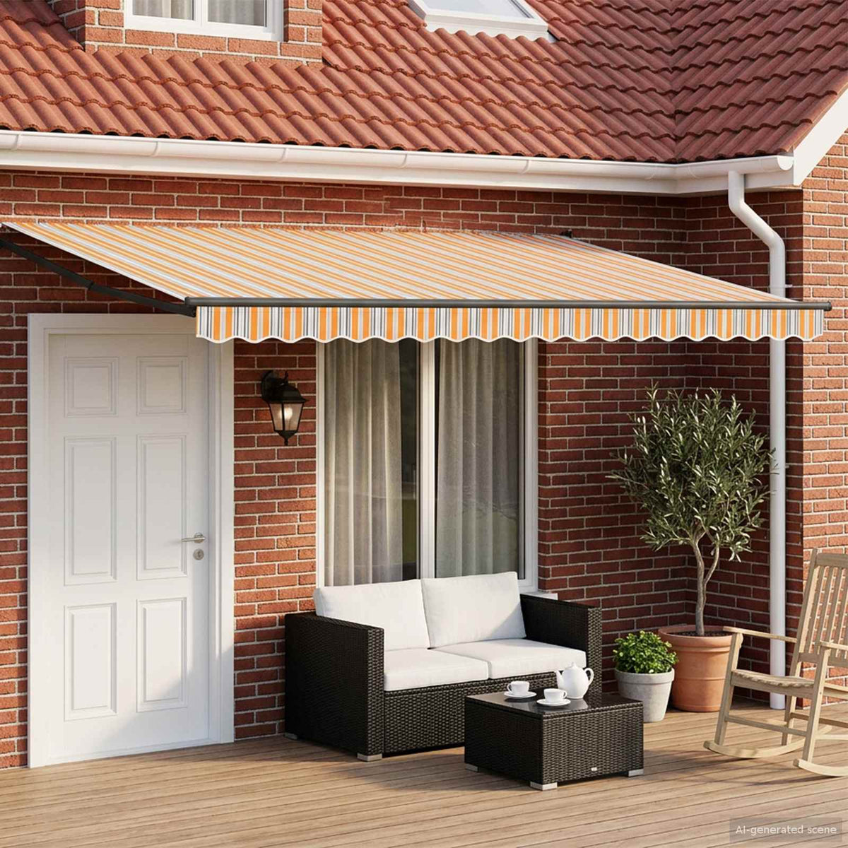 vidaXL Manual Awning with Solar LED 4 x 3 m 100% Polyester Anthracite
