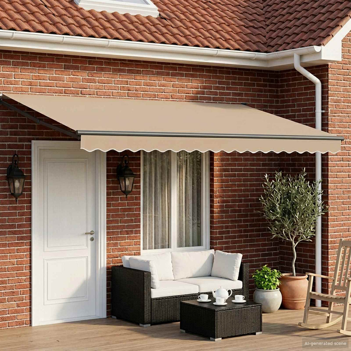 vidaXL Manual Awning with Solar LED 4 x 3 m 100% Polyester Anthracite