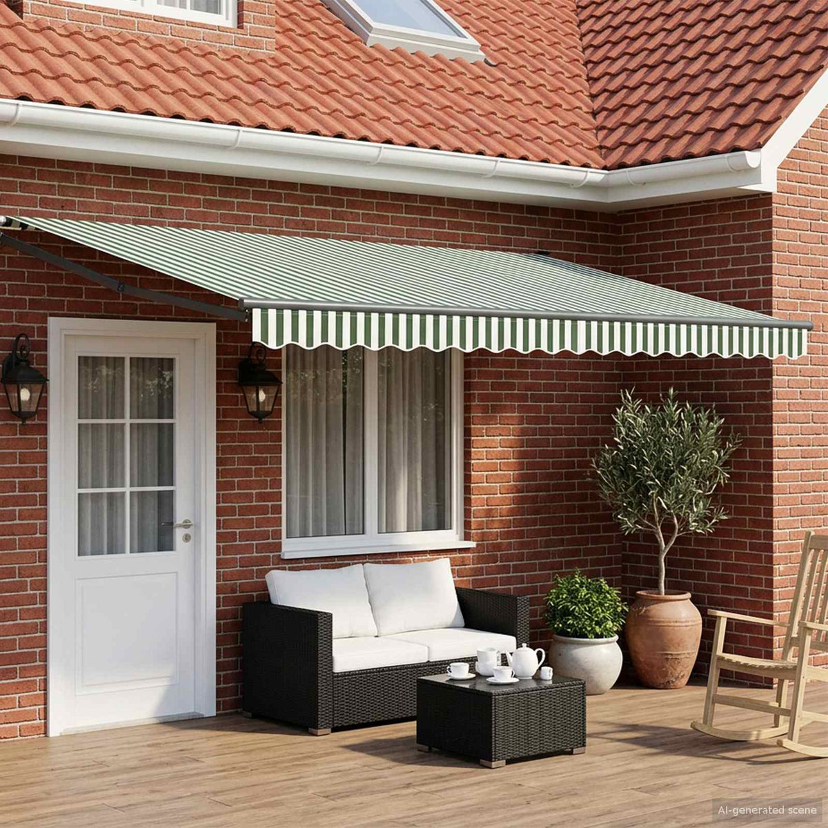 vidaXL Manual Awning with Solar LED 4 x 3 m 100% Polyester Anthracite