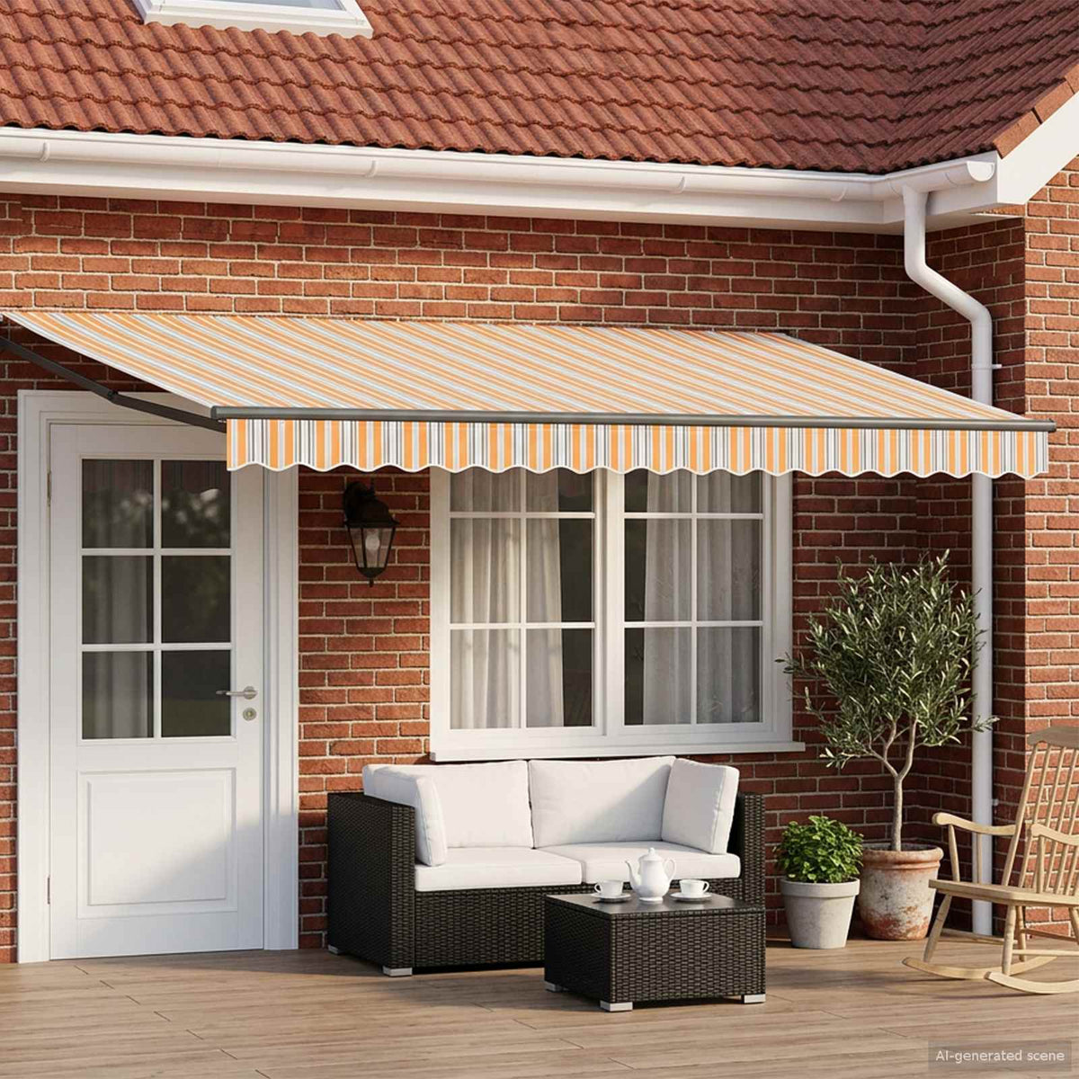 Manual Awning with Solar LED 4.5 x 3 m Anthracite Yellow and grey