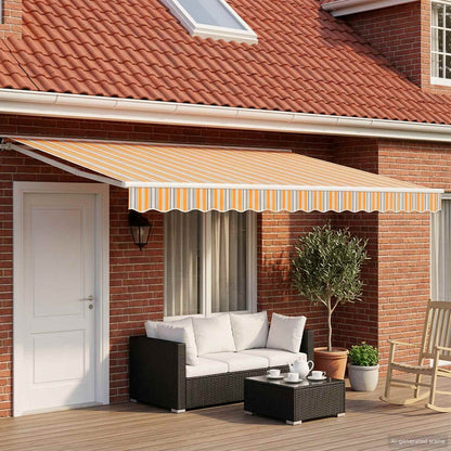Manual Awning 5 x 3 m Sand 100% Polyester Orange/grey/blue/white (white frame)