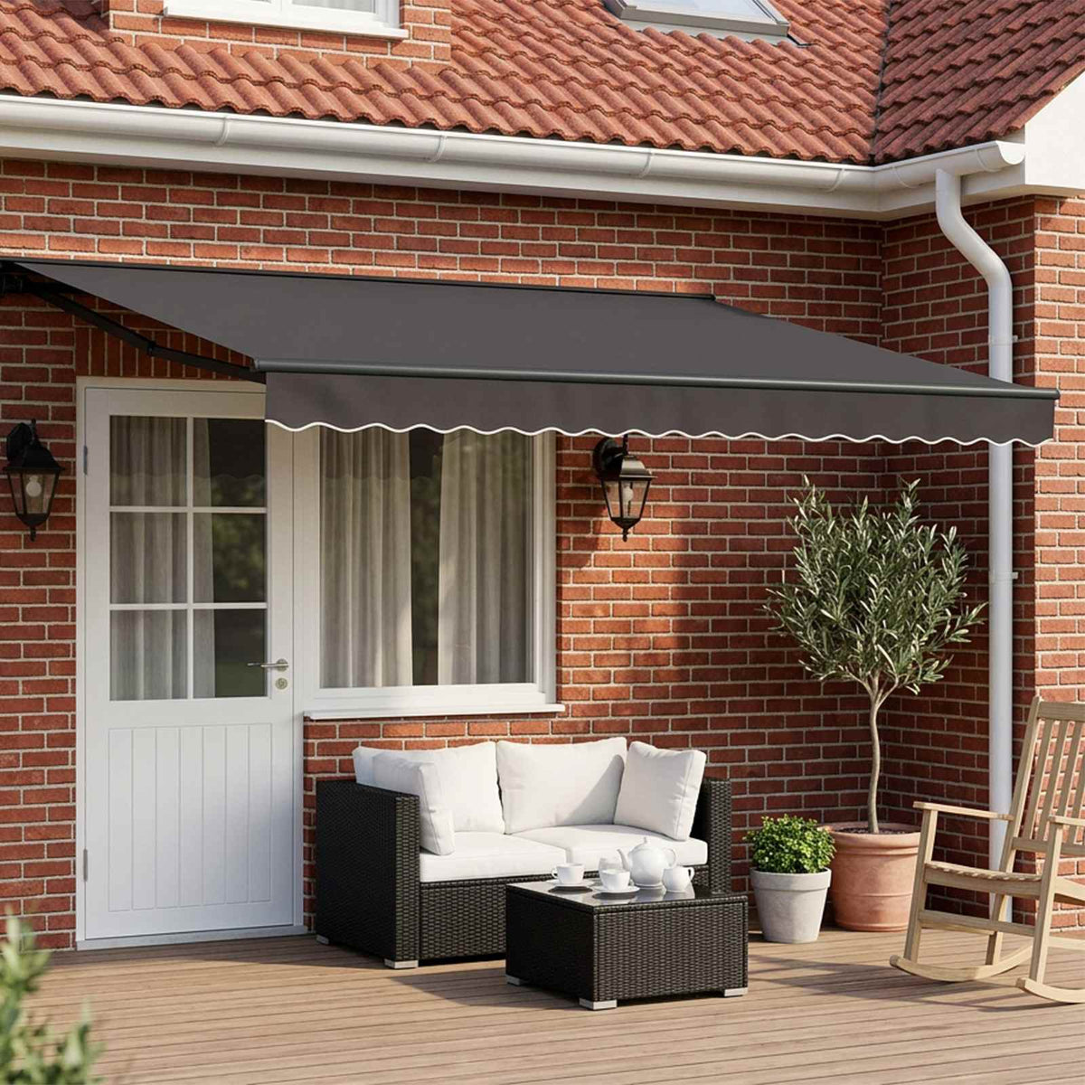 vidaXL Manual Awning 4 x 2 m Sand 100% Polyester