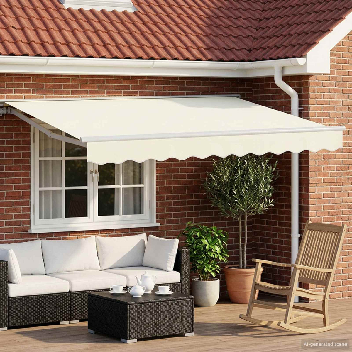 vidaXL Manual Awning Frame with LEDs Cream and White 2.5 x 2 m 1