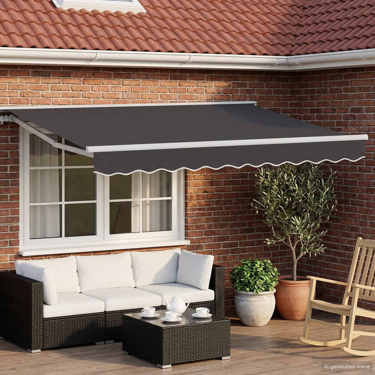 vidaXL Manual Awning Frame with LEDs White and Anthracite 2.5 x 2 m 1