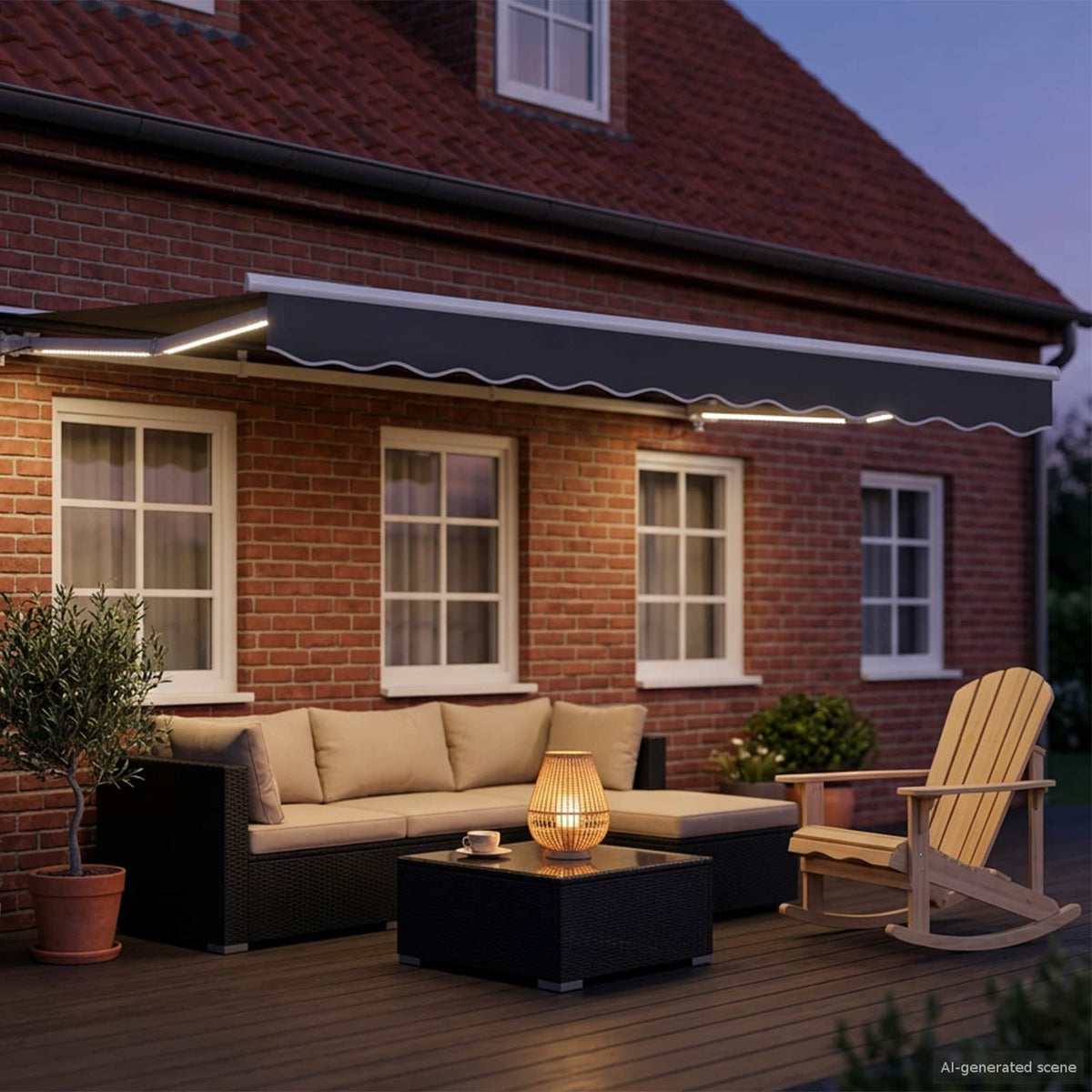 vidaXL Manual Awning Frame with LEDs White and Anthracite 2.5 x 2 m 3