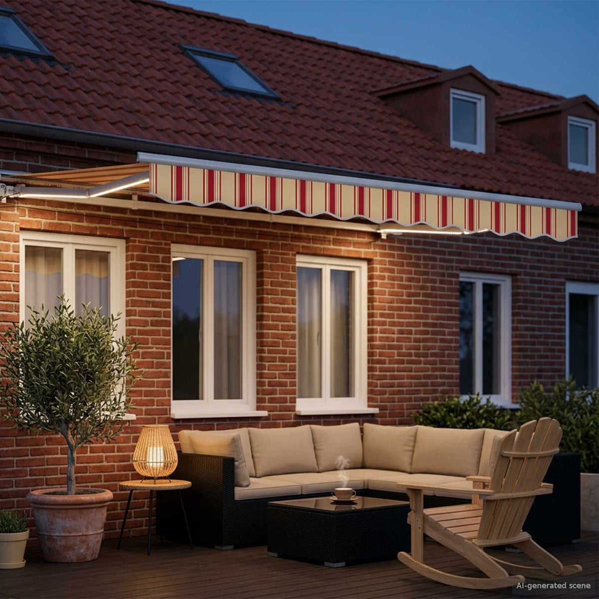 vidaXL Manual Awning Frame with LEDs Yellow and Orange 2.5 x 2 m 3